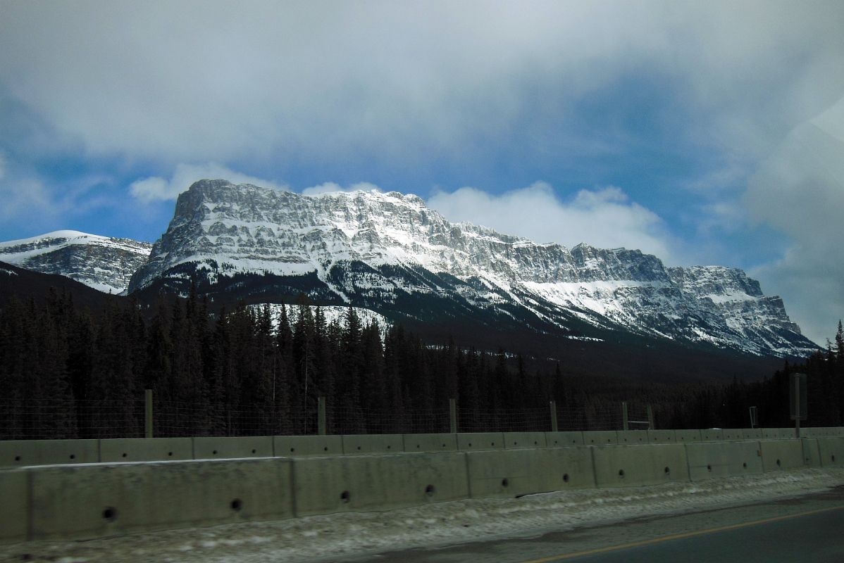 05A Castle Mountain Afternoon From Trans Canada Highway Driving Between Banff And Lake Louise in Winter